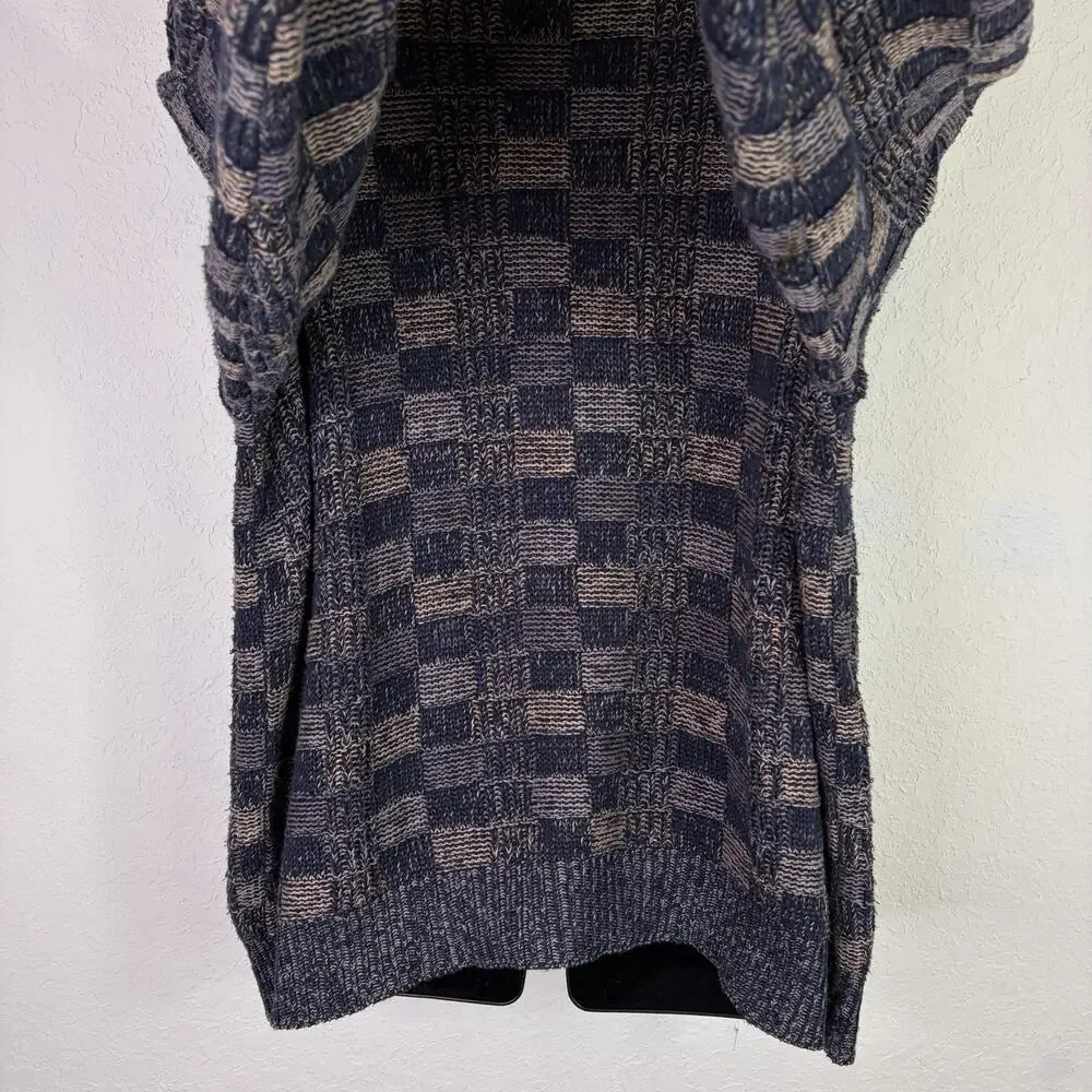 Crossings Vintage Knitted 100% Cotton Men’s Sweater Size L Checkered Made USA